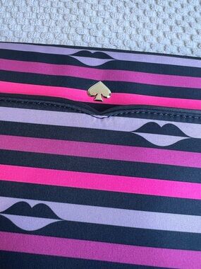 NWOT Kate Spade Pink, Black & Lilac Striped Lip Print Laptop Case
